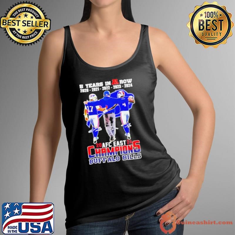 5 years in a row 2024 AFC Eastern Division Champions Buffalo Bills signatures shirt