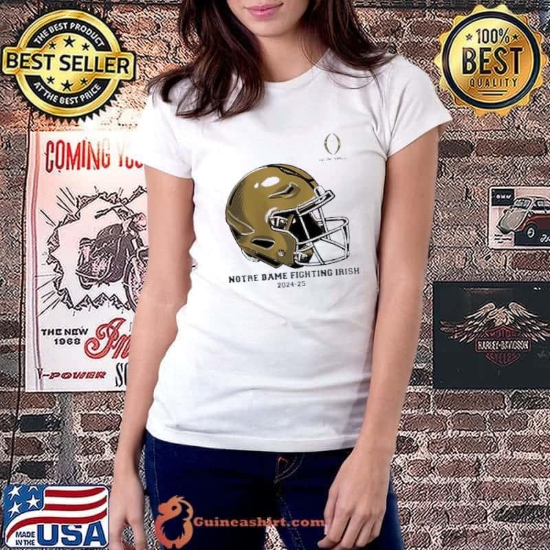 College Football Playoff 2025 Notre Dame Fighting Irish Helmet NCAA Division Ladiestee