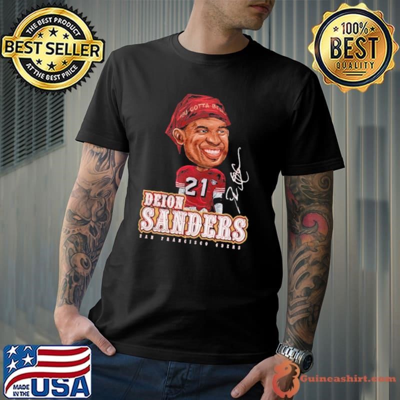 Deion Sanders San Francisco Big Head Tribute Signature T-Shirt