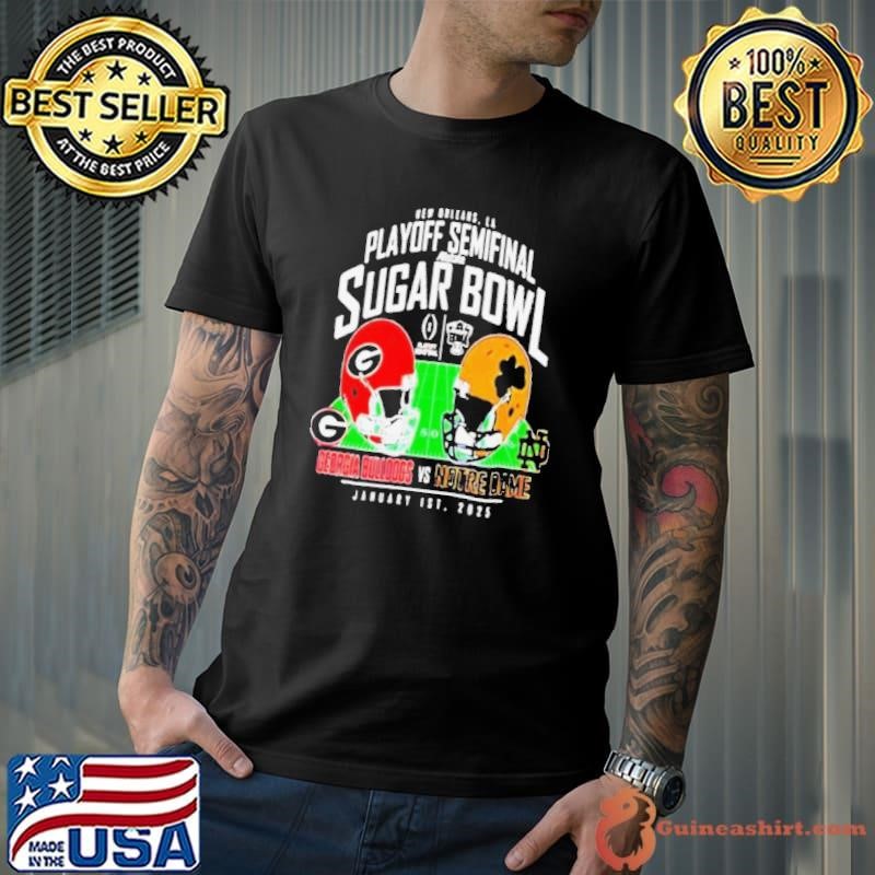 Georgia Bulldogs vs Notre Dame Fighting Irish 2025 Sugar Bowl Matchup Helmet shirt