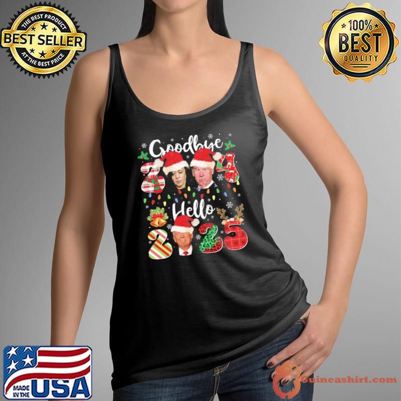 Goodbye 2024 Hello 2025 Trump Biden Harris Xmas Pajamas Tank Top