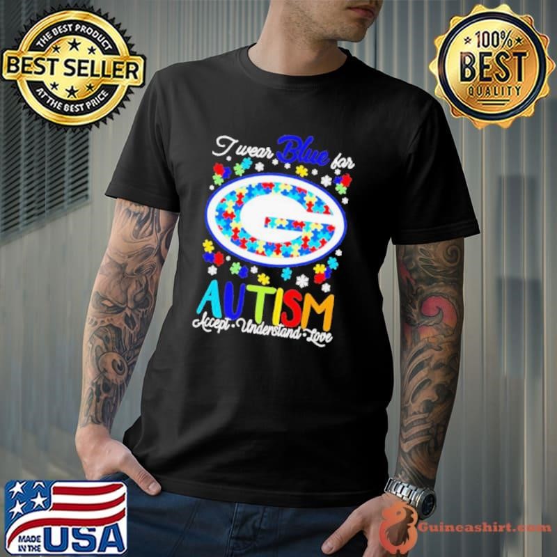Green Bay Packers I wear blue for Autism accept understand love Unisex