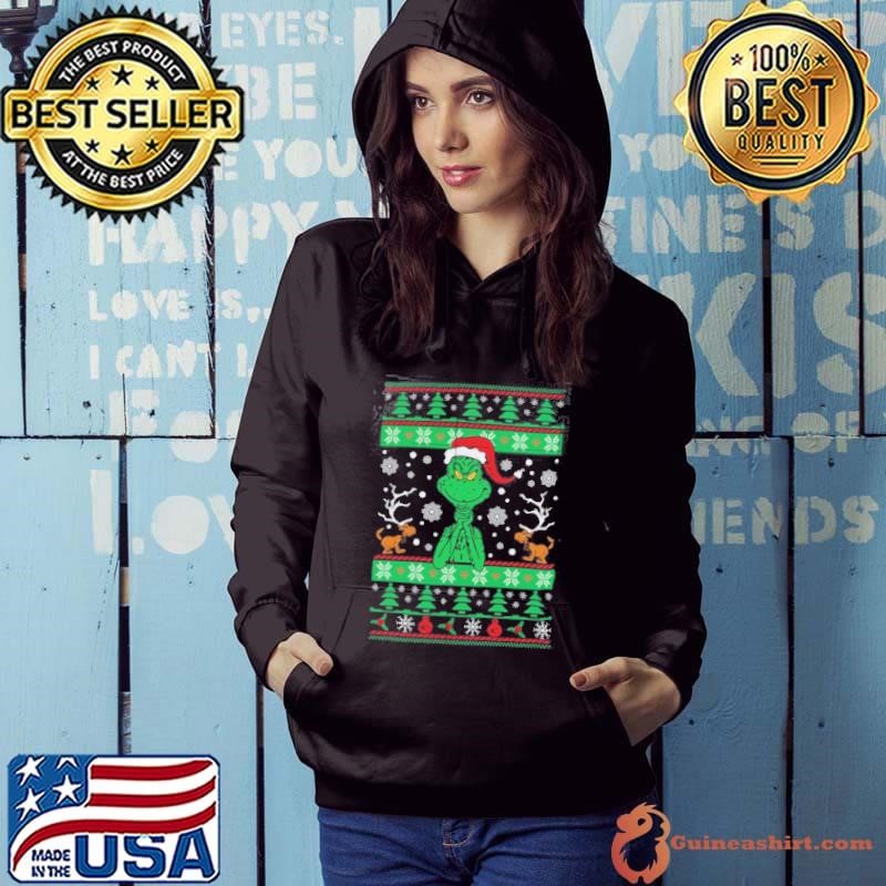 Grinch Santa Hat Ugly Christmas Hoodie