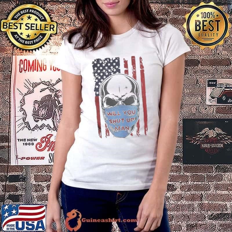 Joe biden halloween skull will you shut up man american flag shirt