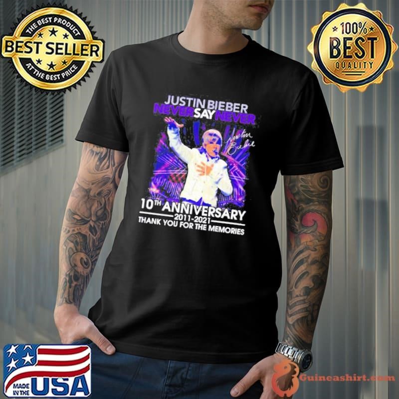 Justin Bieber never say never 10th anniversary signature shirt