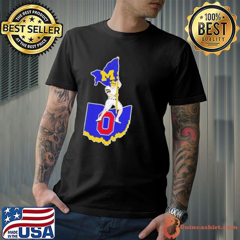 Michigan Wolverines flag plant Ohio State Buckeyes shirt