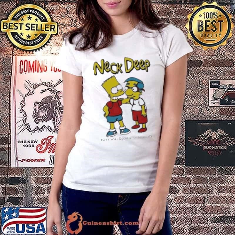 Neck Deep The Simpsons Bart Simpson Putih Everything's Coming Up Milhouse Van Houten Shirt