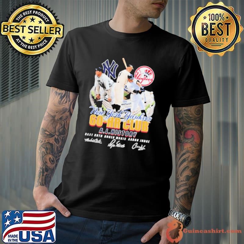 New York Yankees 60 Hr Club AL history Babe Ruth Roger Maris Aaron Judge signatures shirt