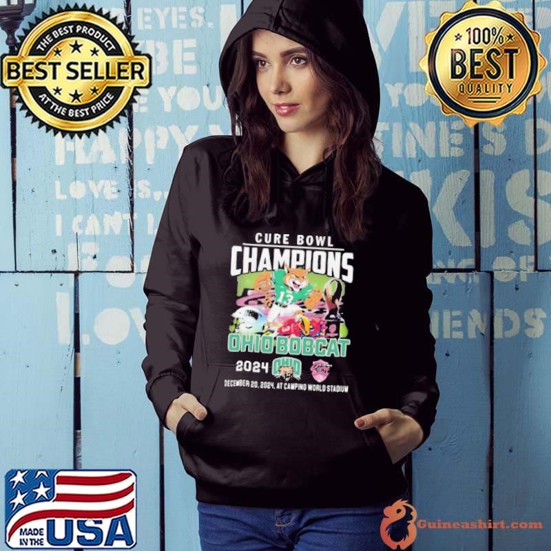 Ohio Bobcats Celebrating The Champions Of Cure Bowl 2024 Dec 20 2024 At Camping World Stadium Mascot Hoodie