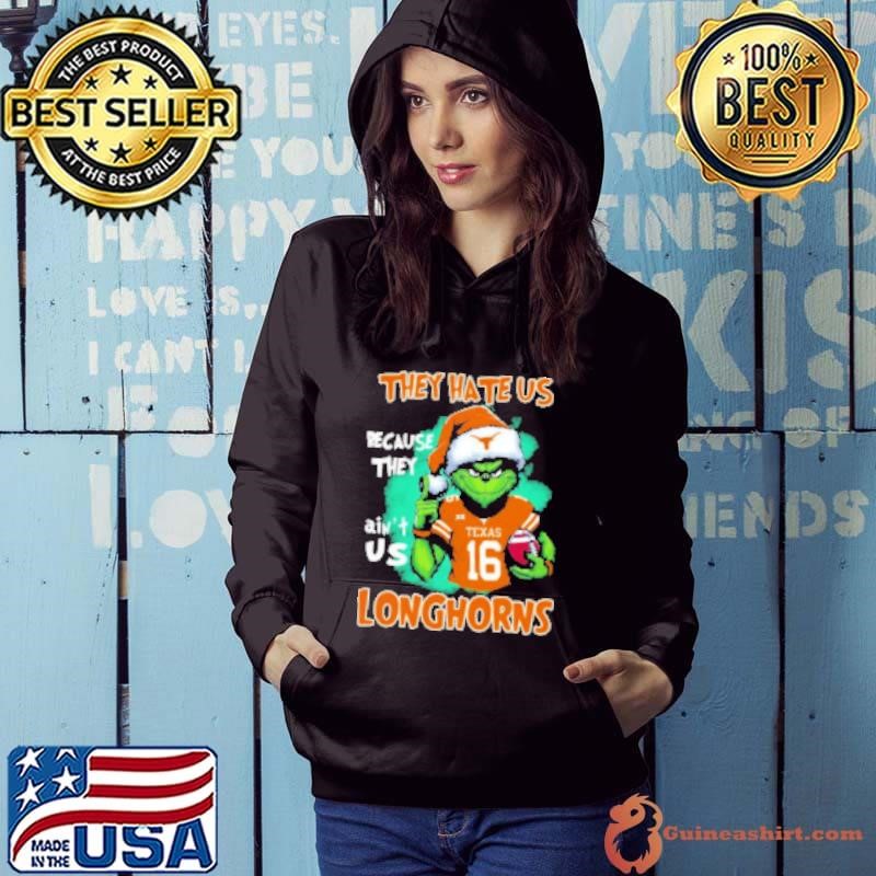 PAC 12 Santa Grinch Texas Longhorns they hate us because they ain't us Longhorns Christmas Hoodie