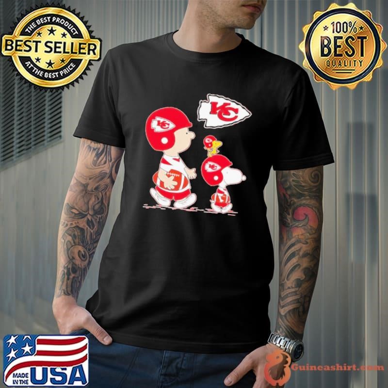 Peanuts characters Kansas City Chiefs football logo shirt