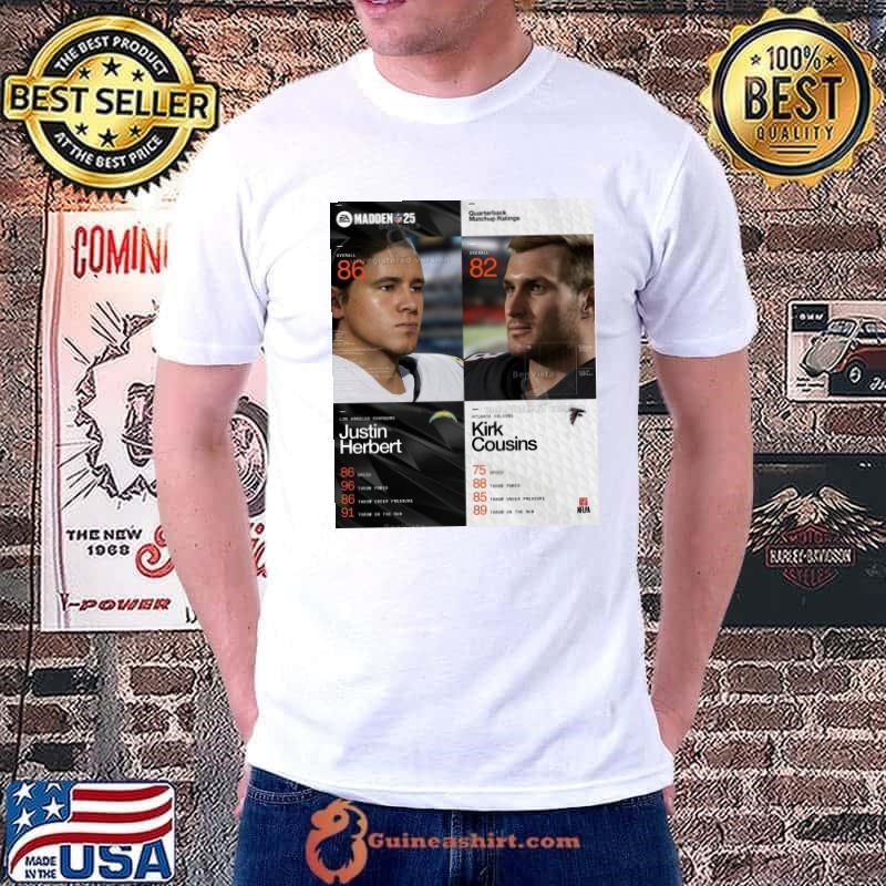 Quarterback Matchup Ratings Madden NFL 25 Los Angeles Chargers Justin Herbert Vs Atlanta Falcons Kirk Cousins Poster shirt