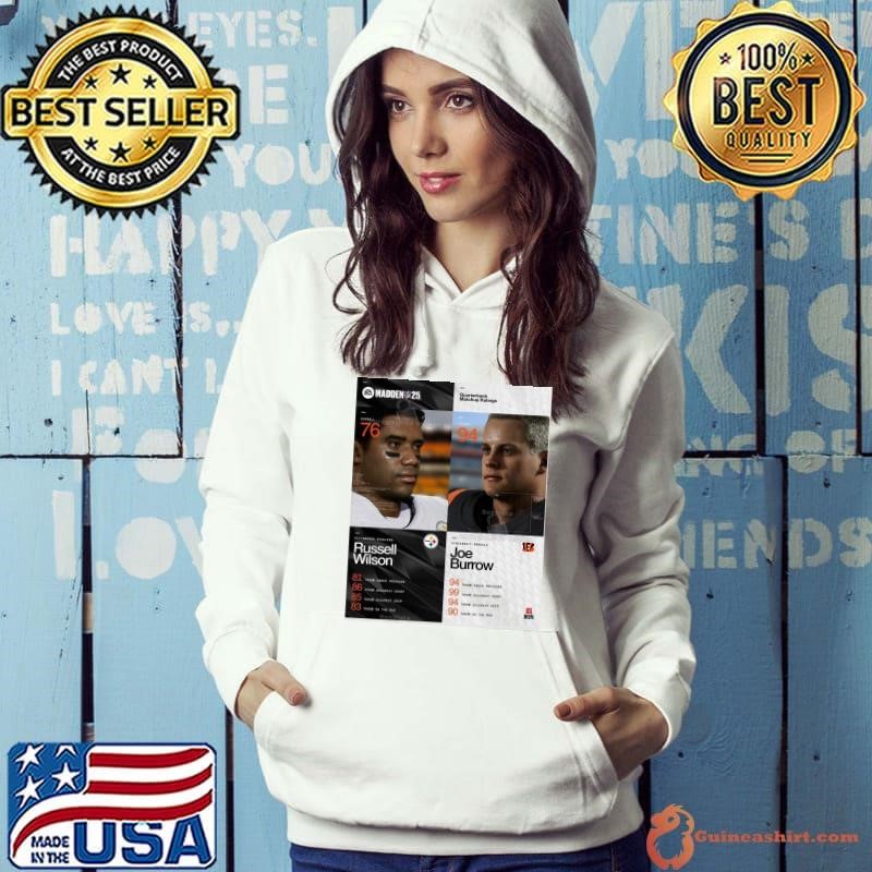 Quarterback Matchup Ratings Madden NFL 25 Pittsburgh Steelers Russell Wilson Vs Cincinnati Bengals Joe Burrow Poster Hoodie