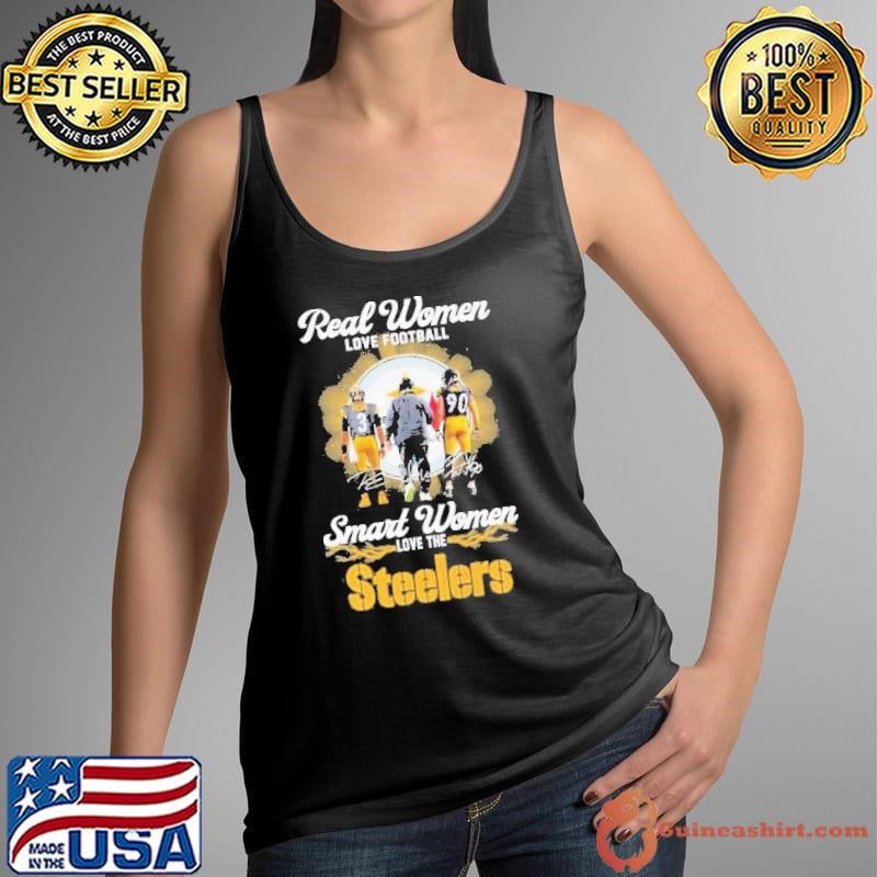 Real Women Love Football Smart Women Love The Steelers Wilson, Watt And Mike Tomlin Tank Top