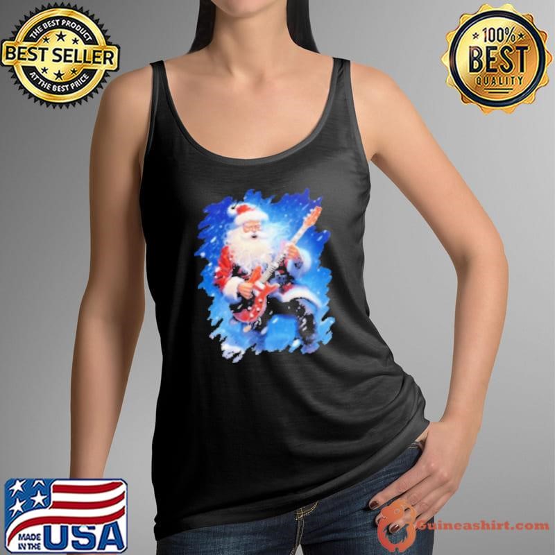 Rock Santa Playing Electric Guitar Christmas Xmas Tank Top