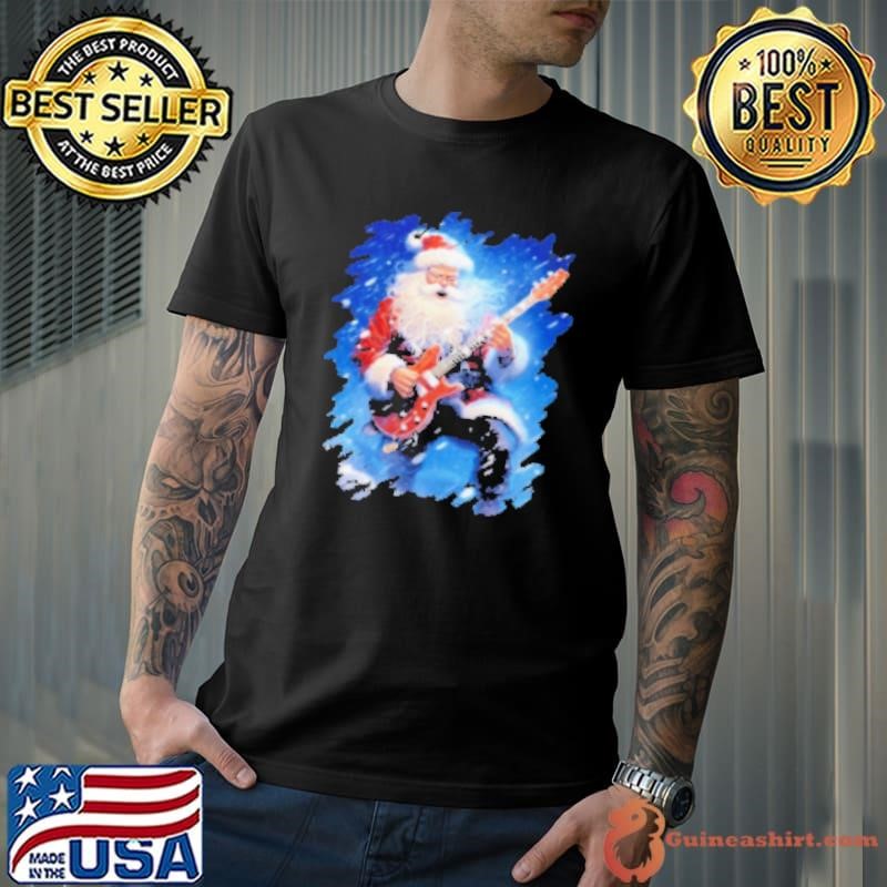 Rock Santa Playing Electric Guitar Christmas Xmas Shirt