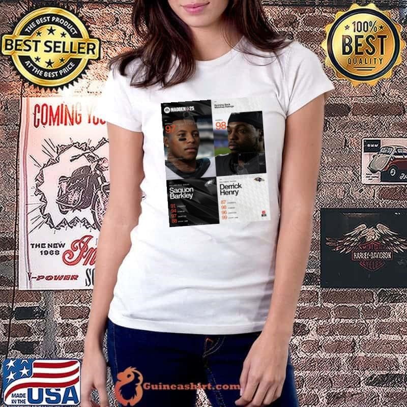Running Back Matchup Ratings Madden NFL 25 Philadelphia Eagles Saquon Barkley Vs Baltimore Ravens Derrick Henry Poster Ladiestee