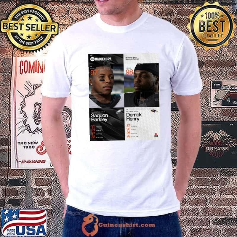 Running Back Matchup Ratings Madden NFL 25 Philadelphia Eagles Saquon Barkley Vs Baltimore Ravens Derrick Henry Poster Unisex