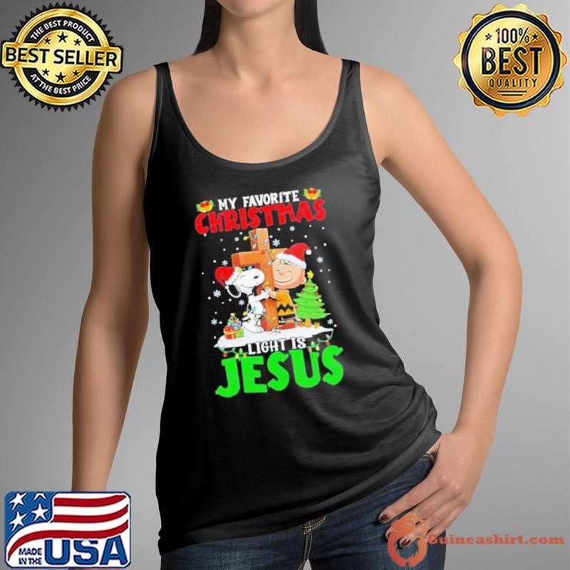 Snoopy Charlie Brown my favorite Christmas light is Jesus shirt