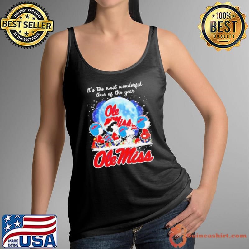 Snoopy Christmas Ole Miss Rebels the most wonderful time of the year Tank Top
