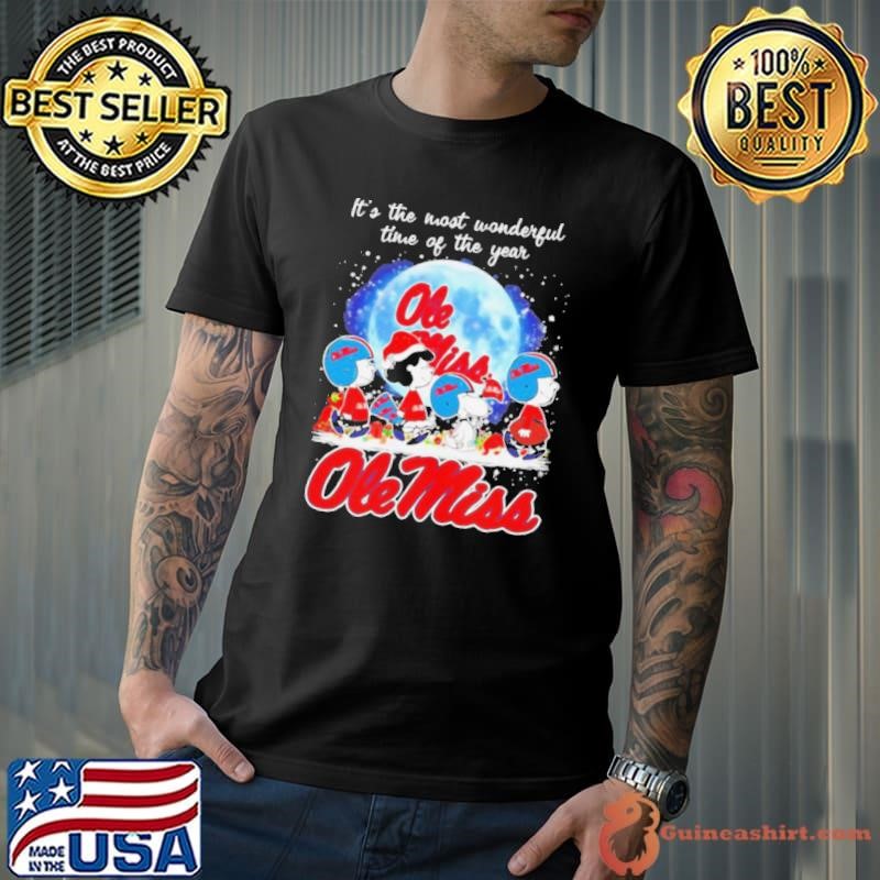 Snoopy Christmas Ole Miss Rebels the most wonderful time of the year shirt