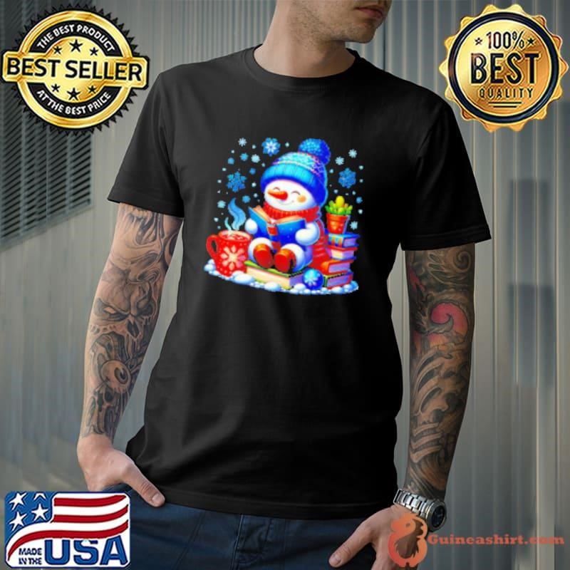 Snowman reading books Christmas Unisex