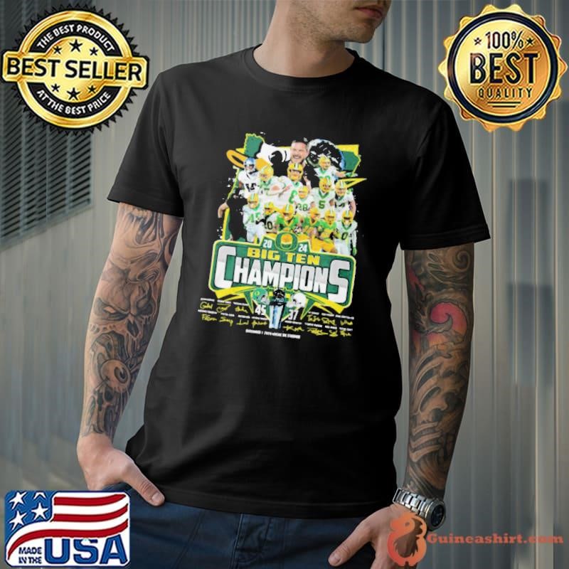 The Oregon Ducks 2024 Big Ten Champions signatures shirt