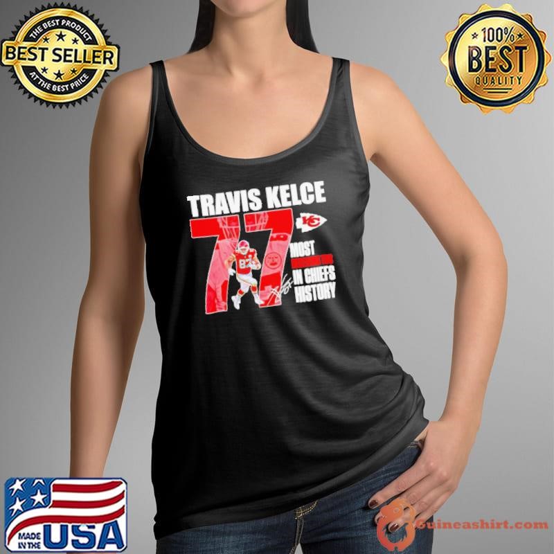 Travis Kelce Chiefs most receiving TDS in Chiefs history signature shirt