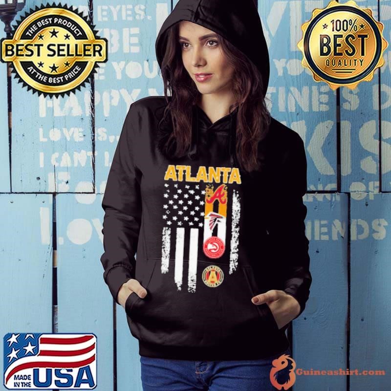 Atlanta Braves Falcons Atlanta Hawks All Sports US Flag Hoodie