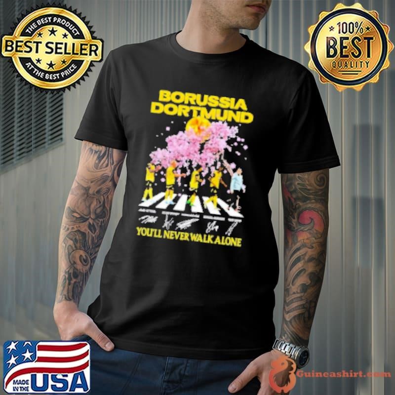 Borussia Dortmund FC peach blossom you'll never walk alone signatures Shirt