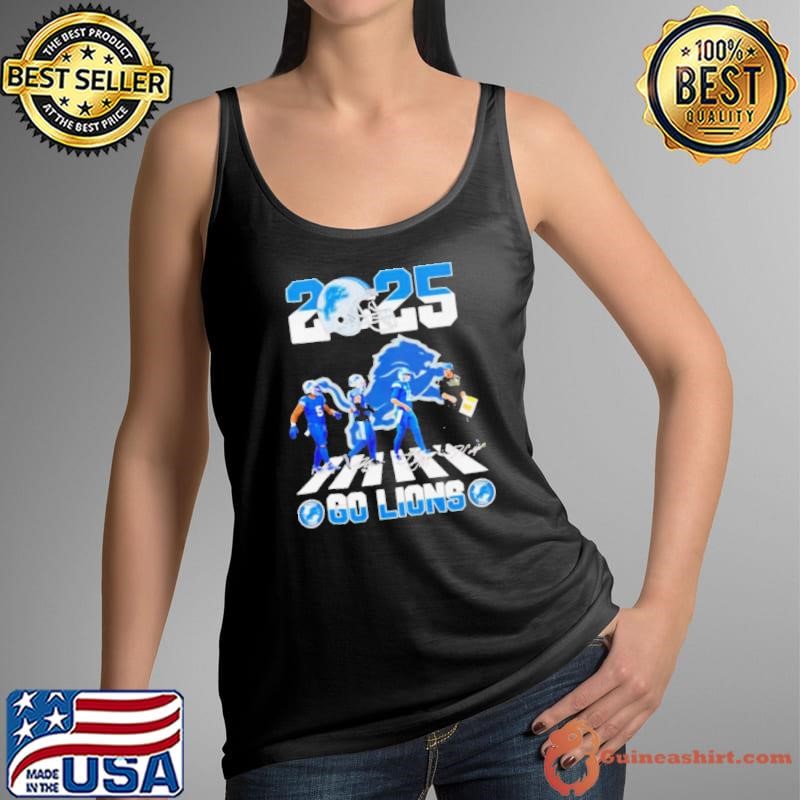 Detroit Lions 2025 players signatures go Lions Tank Top