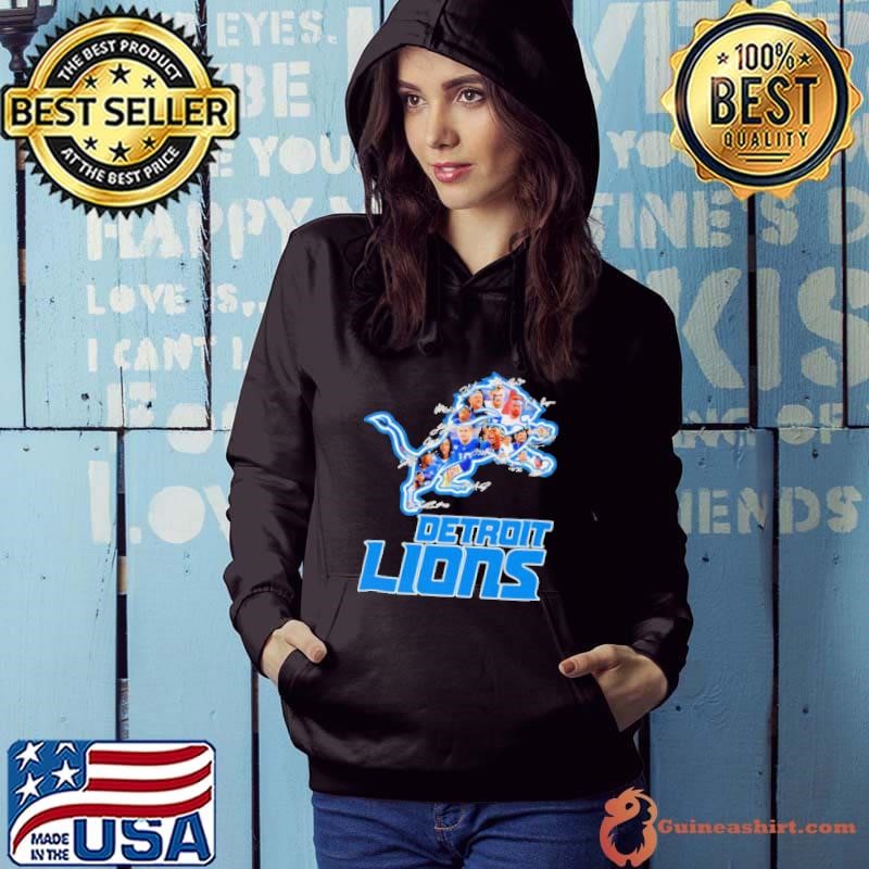 Detroit Lions logo player signatures shirt