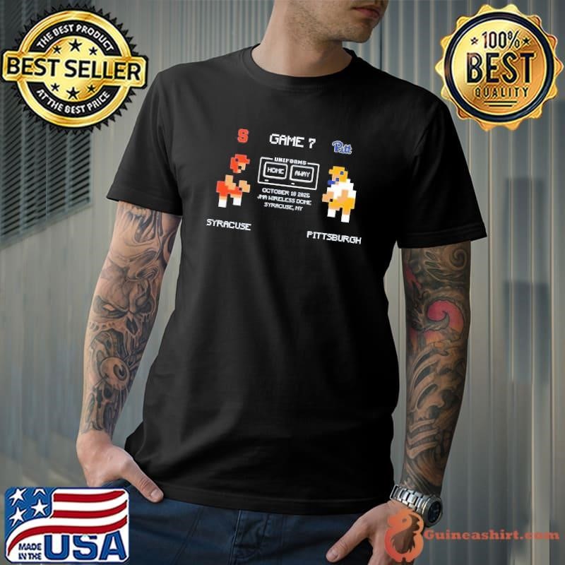 Game 7 Syracuse Orange Vs Pittsburgh Panthers Uniforms Home Away October 18 2025 Jma Wireless Dome 8-bit shirt