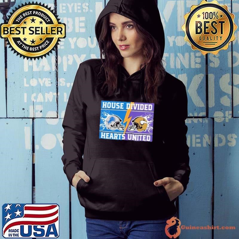 House Divided Detroit Lions Vs Minnesota Vikings Hearts United Hoodie