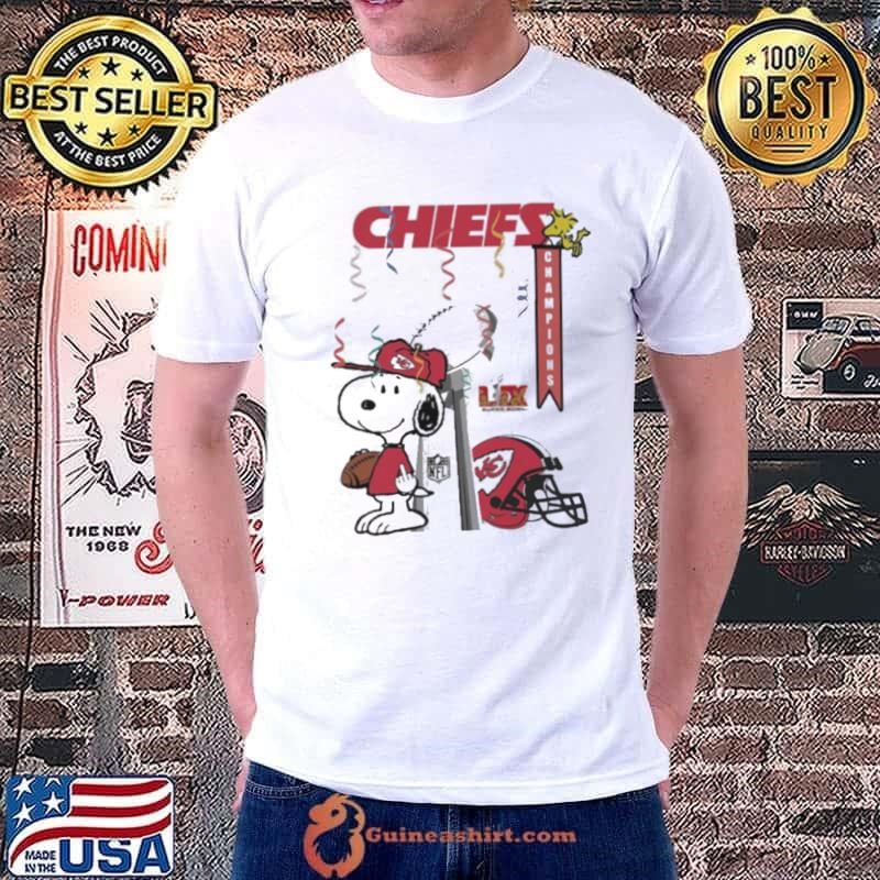 Kansas City Chiefs X Snoopy 2025 NFL Super Bowl LIX Champions Shirt