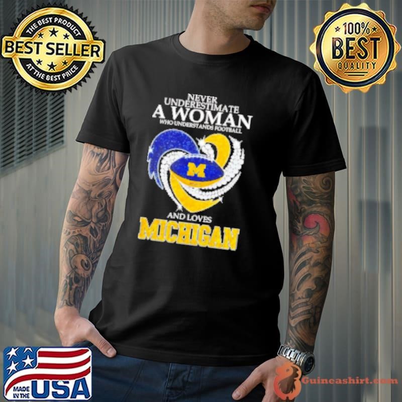 Never underestimate a woman who understands football and loves Michigan football diamond Unisex