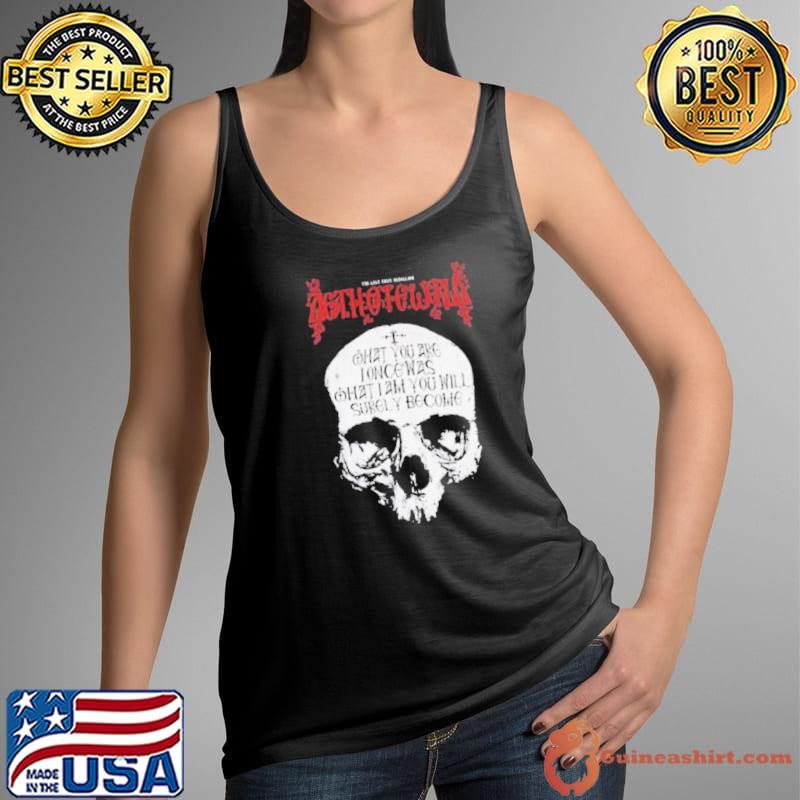Skull the last true rebellion act white work shirt