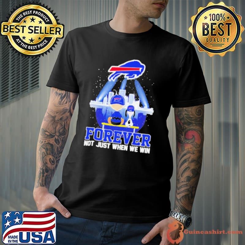 Skyline Snoopy and Charlie Brown Buffalo Bills forever not just when we win shirt