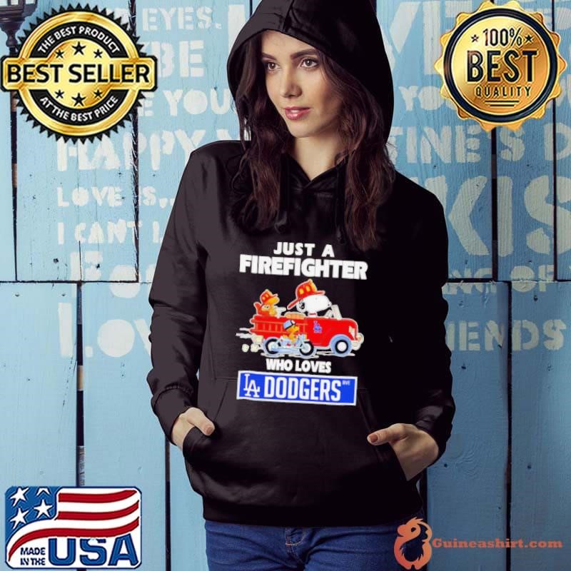 Snoopy and Woodstock just a firefighter who loves Dodgers Hoodie