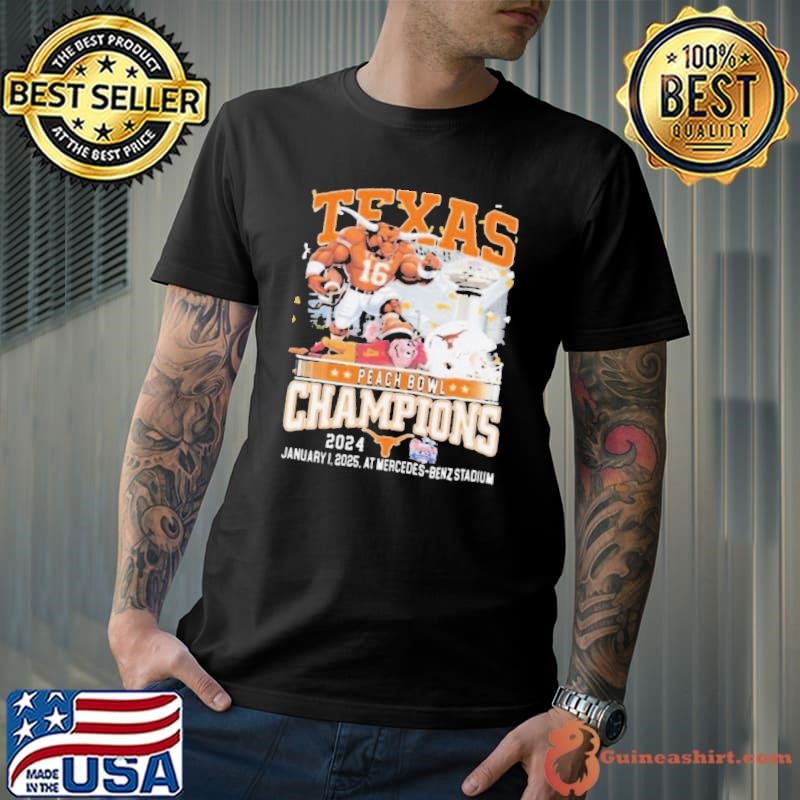 Texas Longhorns Vs ASU Peach Bowl January 1 2025 Champions At Mercedes Benz Stadium Mascot t shirt