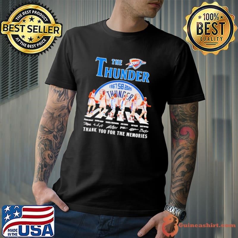 The Oklahoma City Thunder thank you for the memories stars abbey road signatures basketball shirt