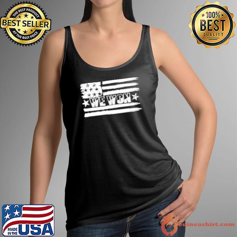 We Won America flag black white Tank Top