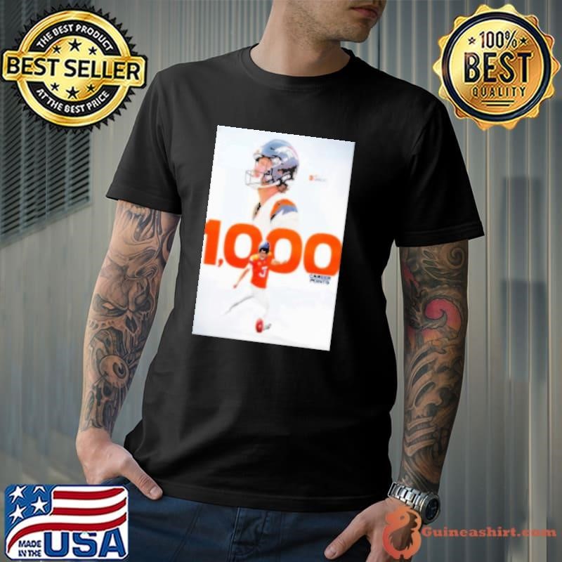 Wil Lutz Denver Broncos Reach 1000 Career Points Fifth Fastest Player In NFL History Home Shirt