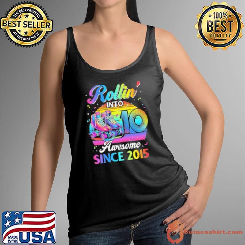 Birthday Roller Skating 10th Girl Rollin Into 10 Skate Party Shirt