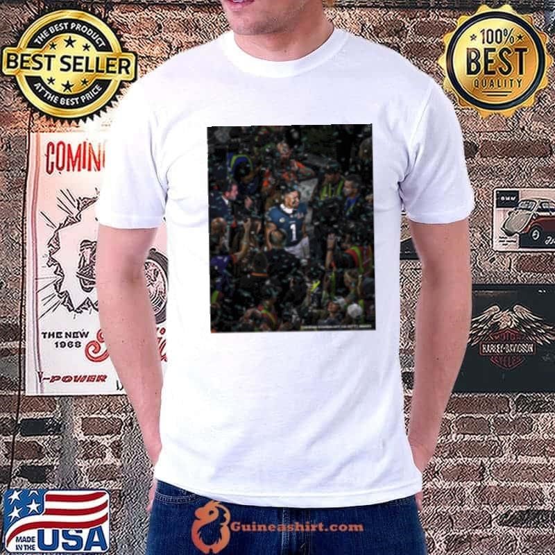 Chandan Khanna AFP Jalen Hurts Lost In The Confetti Philadelphia Eagles LIX Shirt