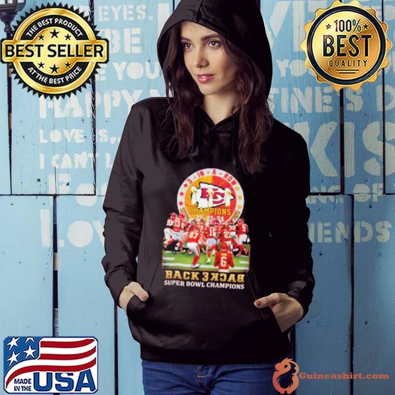 Kansas City Chiefs Back 3 Back Super Bowl Champions ’22 ’23 ’24 Hoodie