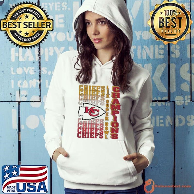Kansas City Chiefs Gradient Wordmark Lix Super Bowl Champions T Hoodie