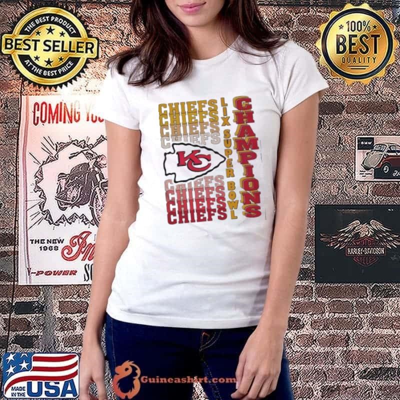 Kansas City Chiefs Gradient Wordmark Lix Super Bowl Champions T Ladiestee
