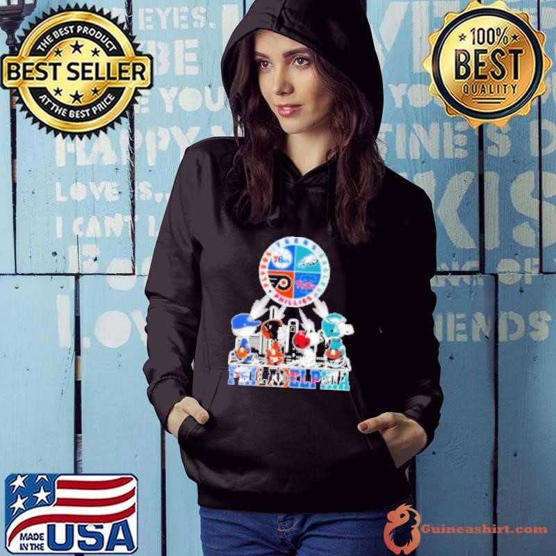 Snoopy And Charlie Brown Philadelphia 76ers Philadelphia Flyers Philadelphia Phillies Philadelphia Eagles The Peanuts Skyline Shirt