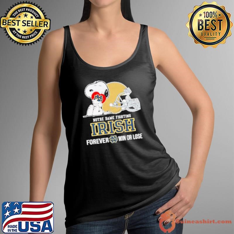 Snoopy Hug Heart Notre Dame Fighting Irish Forever Win Or Lose Helmet Tank Top
